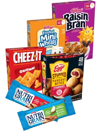 Several of the foods that Kellogg Company is donating to Feeding America.